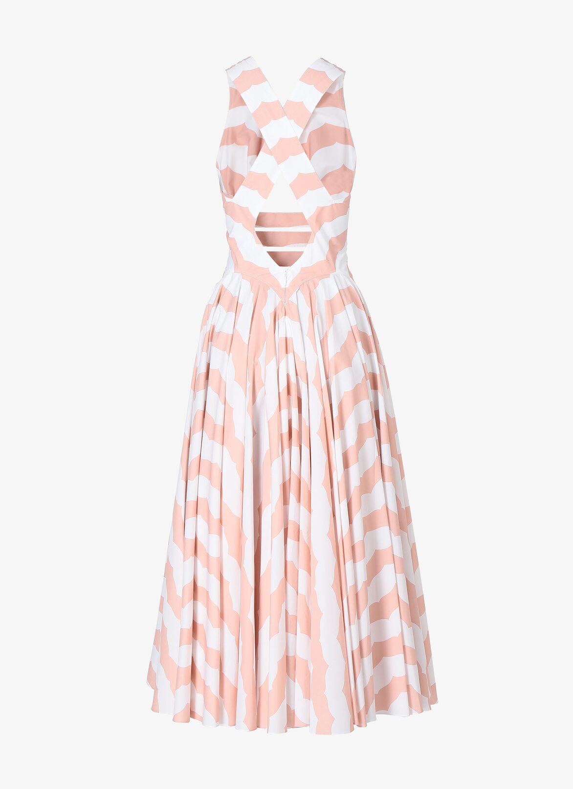 LONG SLEEVELESS DRESS POPELINE RAYURES EDITIONS WHITE/ROSE ALAÏA WHITE/ROSE  LONG SLEEVELESS DRESS POPELINE RAYURES EDITIONS WHITE/ROSE